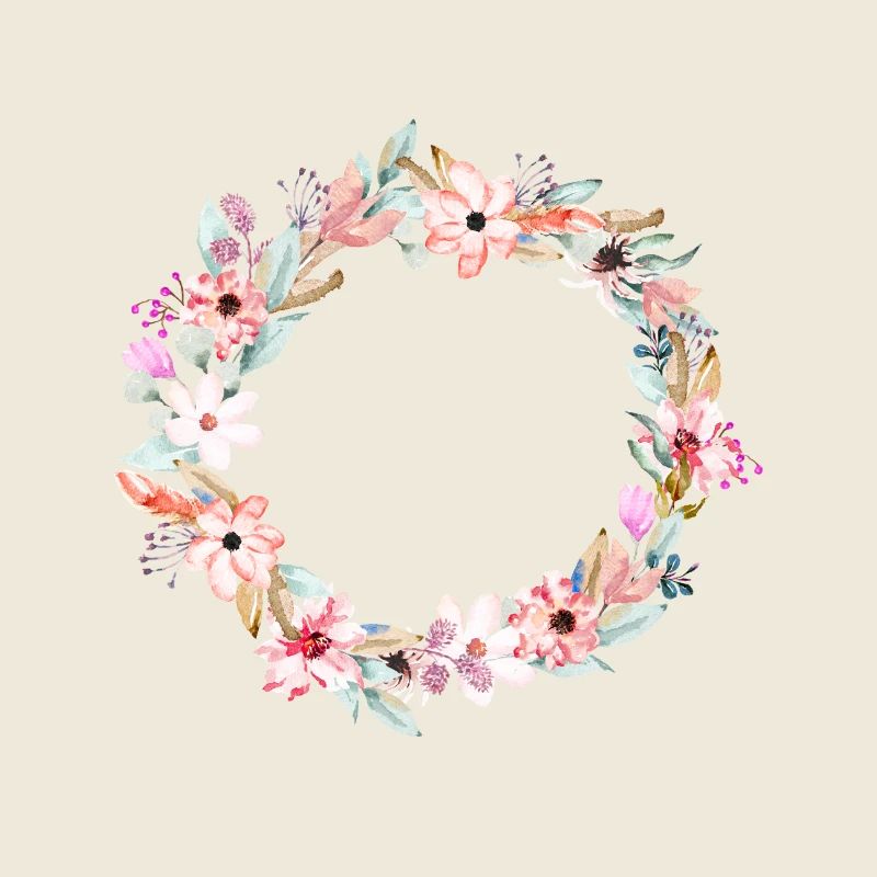 Couronne de fleurs colorées dans un cadre rond