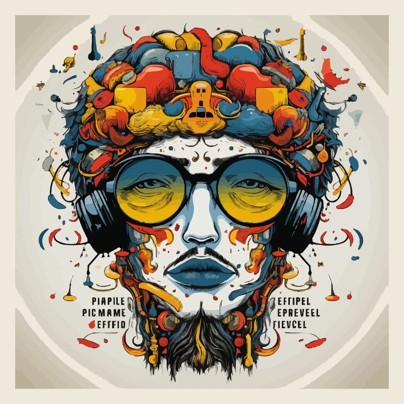 Abstract Psychedelic Music Enthusiast Portrait