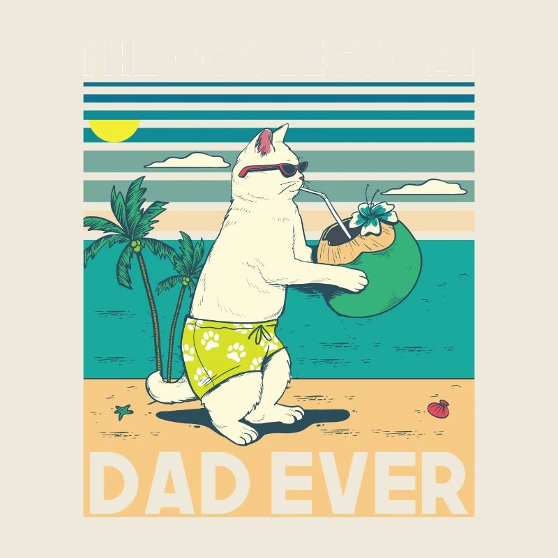 Conception de plage de papa chat cool