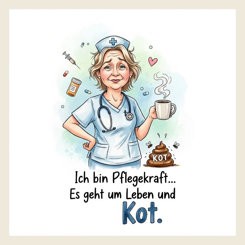 Pflegekraft Humorisches Design mit Kaffee