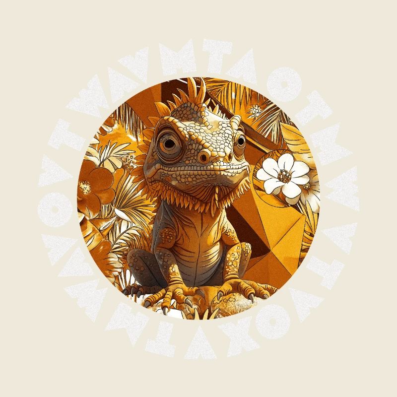 Tropical Chameleon Stylized Exotic Graphic