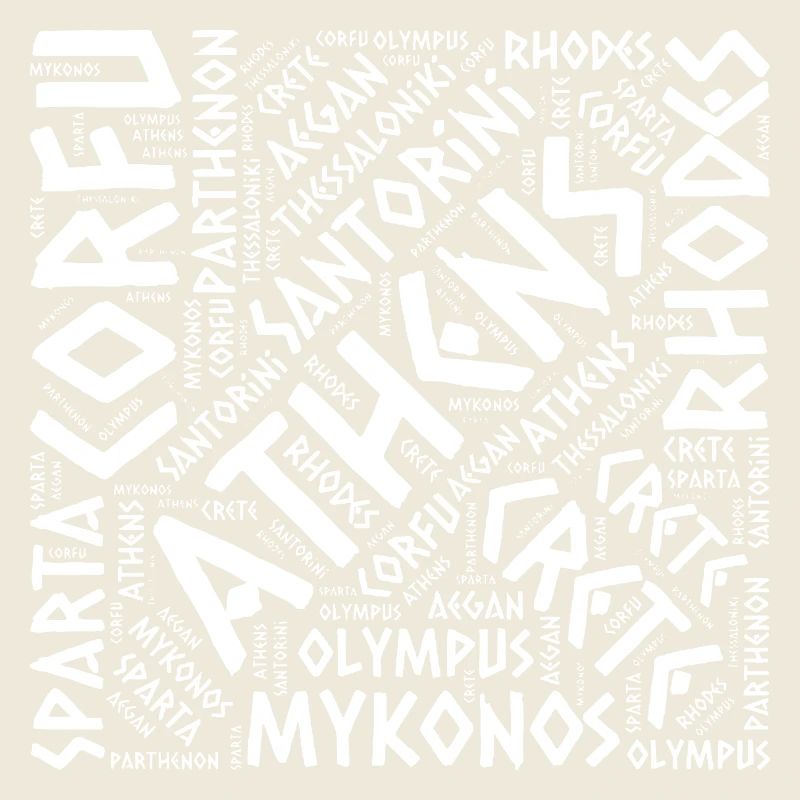 Greece city typography layout map 