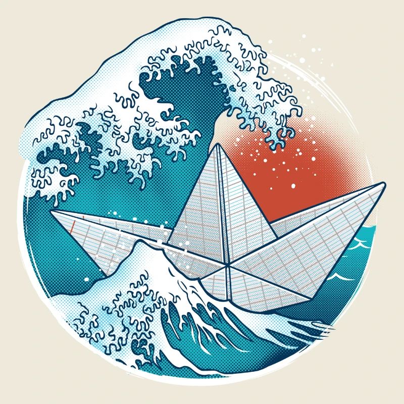 Bateau en papier de style origami