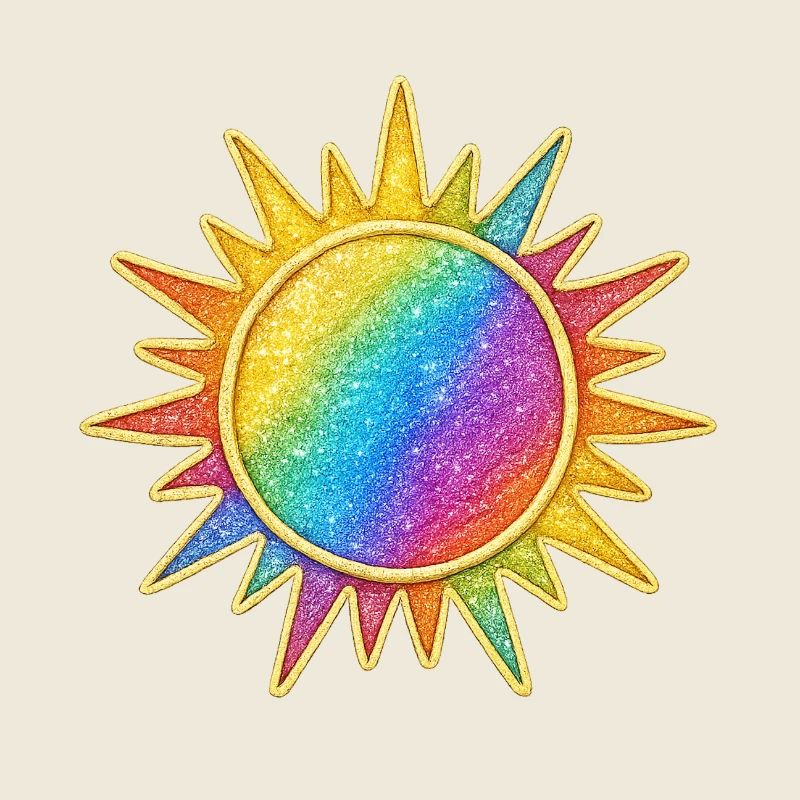 Lebendiges Regenbogen-Sunburst-Design