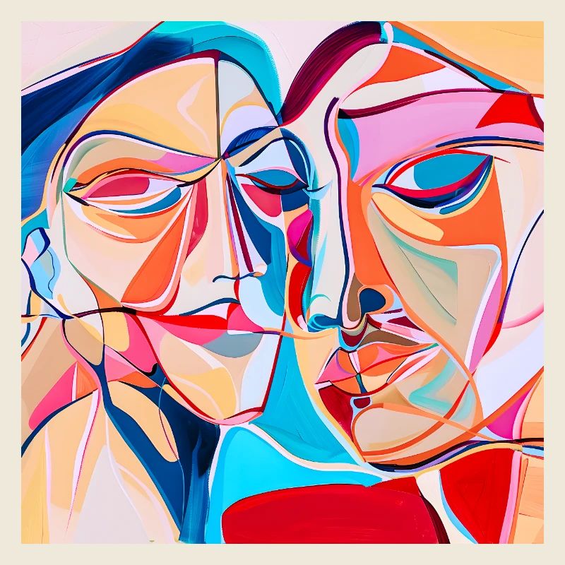 Portrait Abstrait Coloré Expressionniste