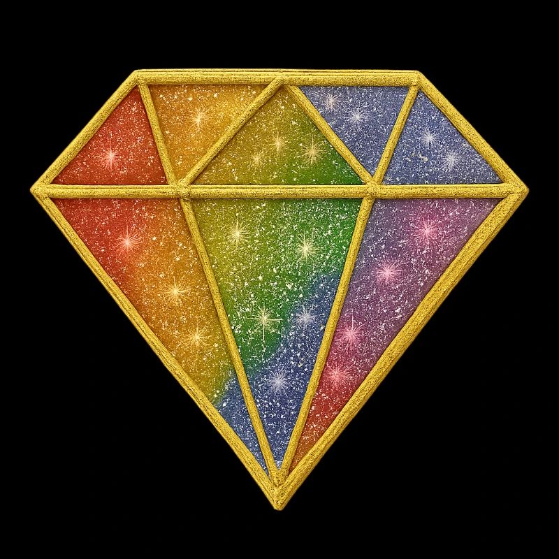 Rainbow diamond with stardust design