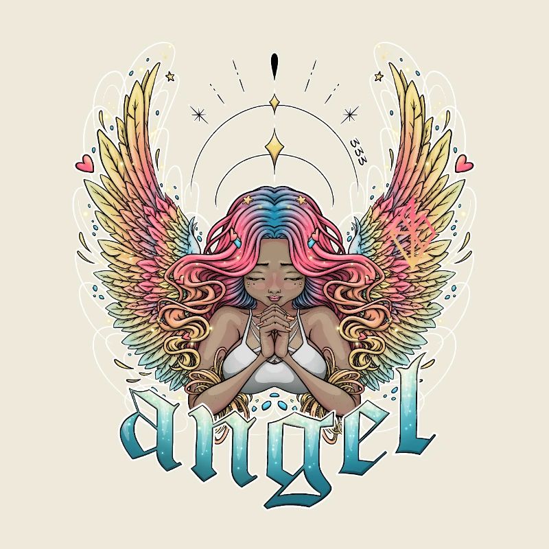 Ange céleste aux ailes multicolores