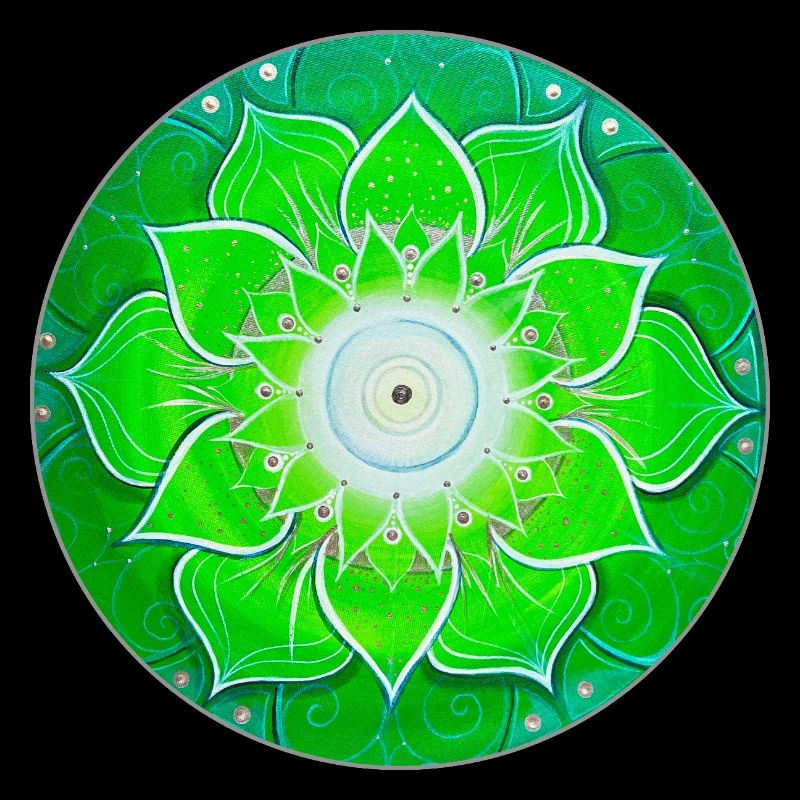 Mandala vert vif avec des feuilles vertes