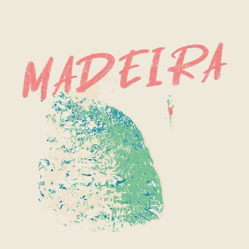 Baigneuse plage noire Madère illustration