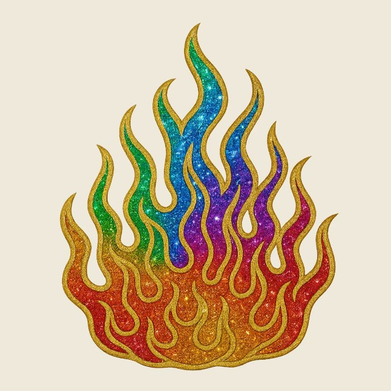 Rainbow Fire Glitter Flame