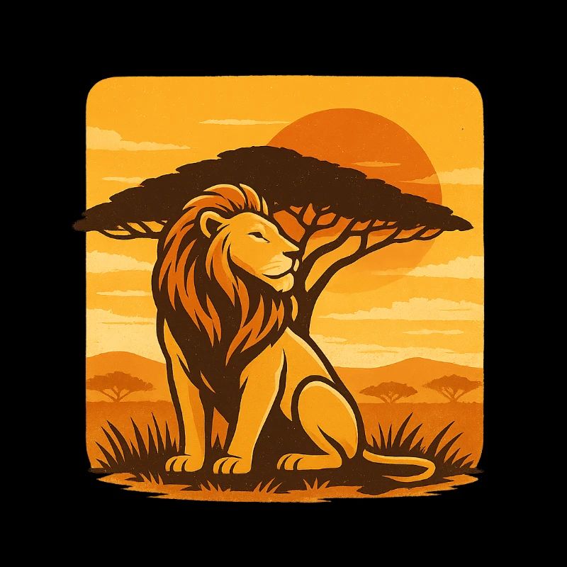 Löwe vor Sonnenuntergang in der Savanne