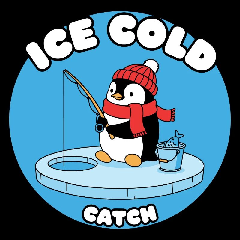 Eisfrost Pinguin fängt Eisfisch