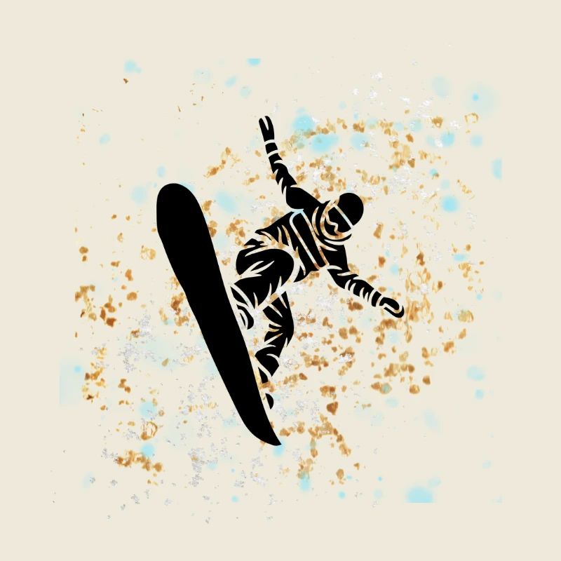 Snowboarder Éclaboussé Bleu Beige