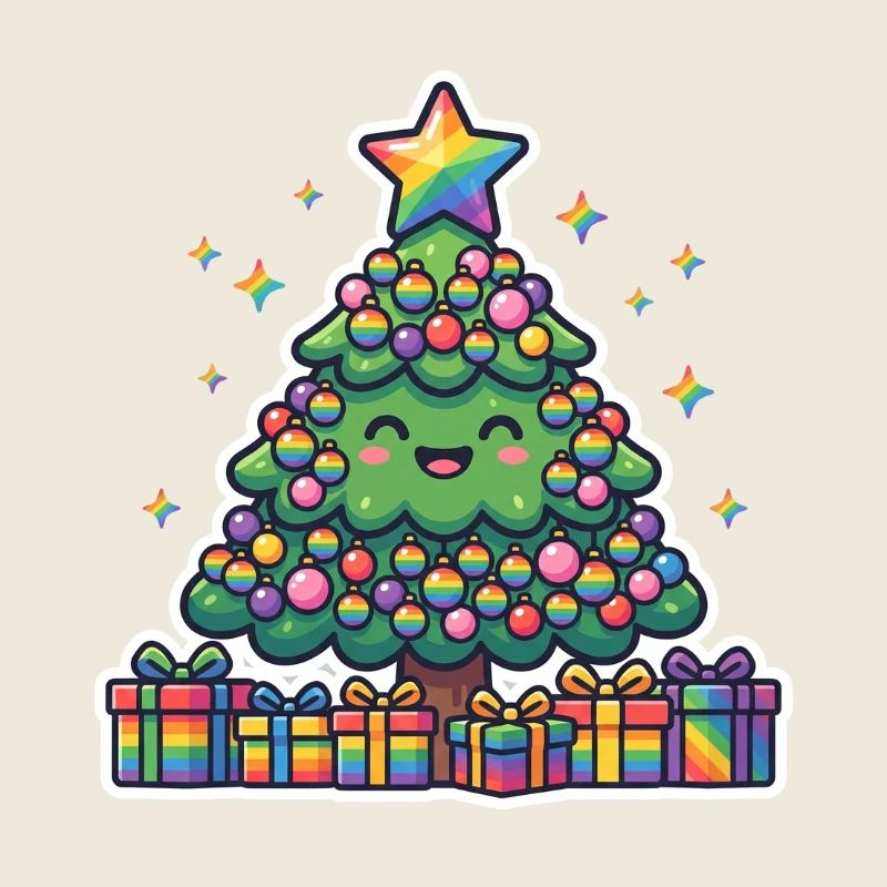 Fröhlicher Regenbogen-Weihnachtsbaum niedlich