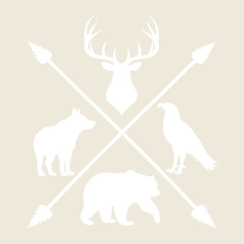 Waldtiere Wildnis Hirsch Wolf Bär Pfeile
