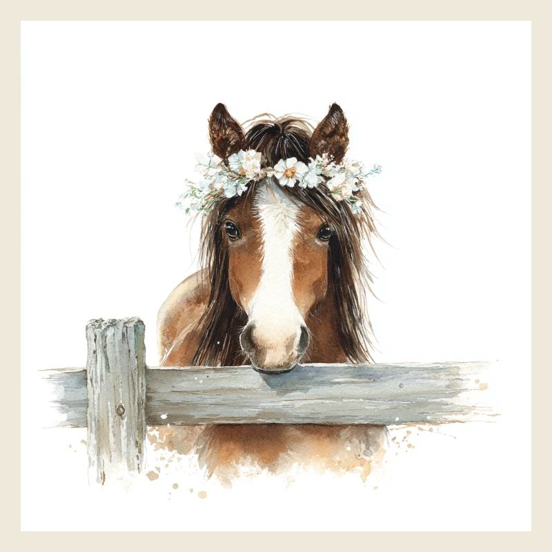 Cheval à couronne florale