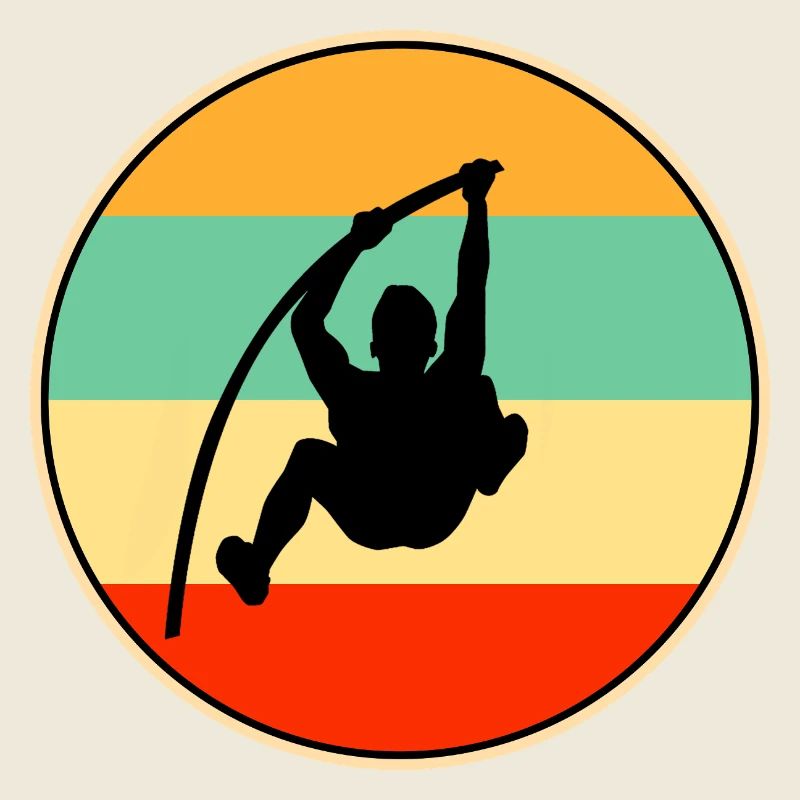 Vintage Pole High Jump Silhouette Retro Sunset Art