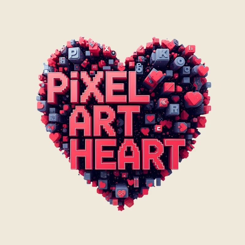 Collage de cœurs en pixel art