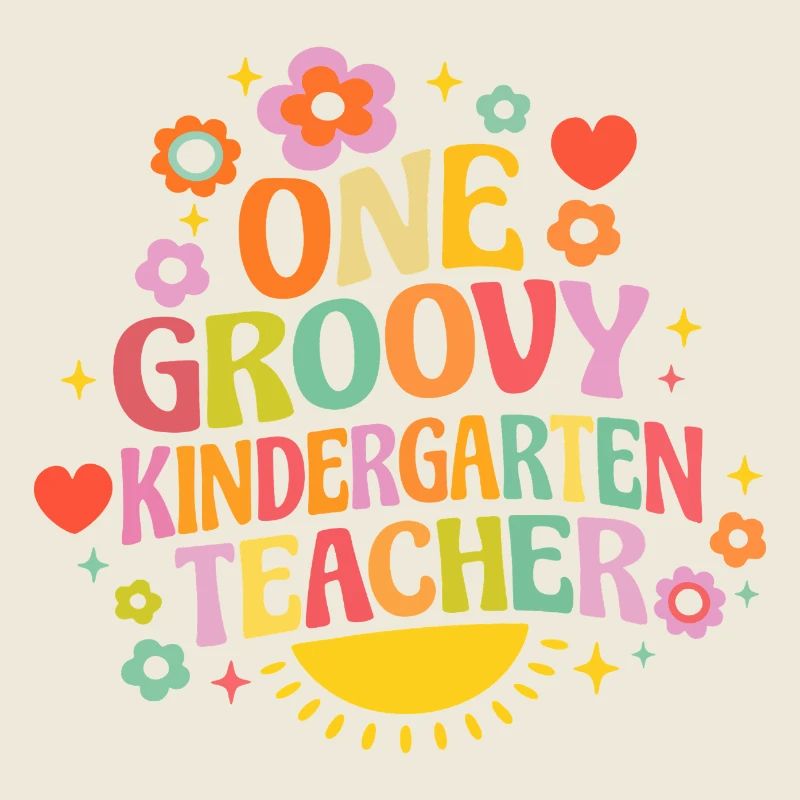 Institutrice de maternelle géniale avec cœur et fleurs