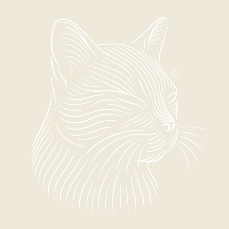 Dessin de tête de chat en blanc