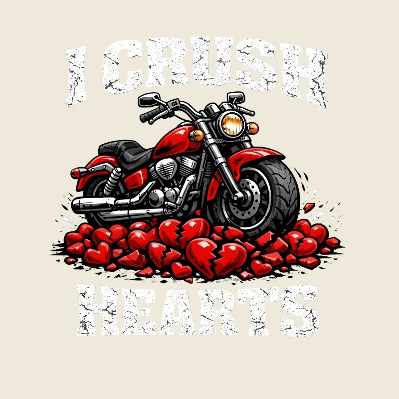  Valentines Day I Crush Hearts Motorcycle Biker