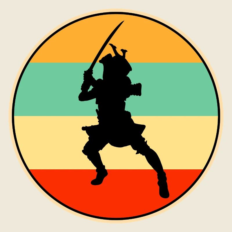 Samurai Warrior Retro Sunset Vintage-Silhouette