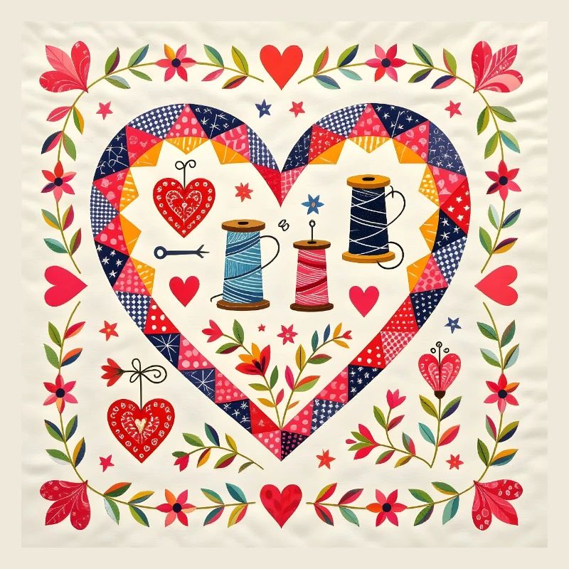 Patchwork Herz mit Garnen