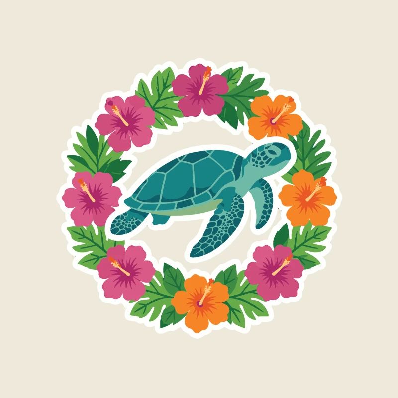 Turtle in Hibiscus Circle