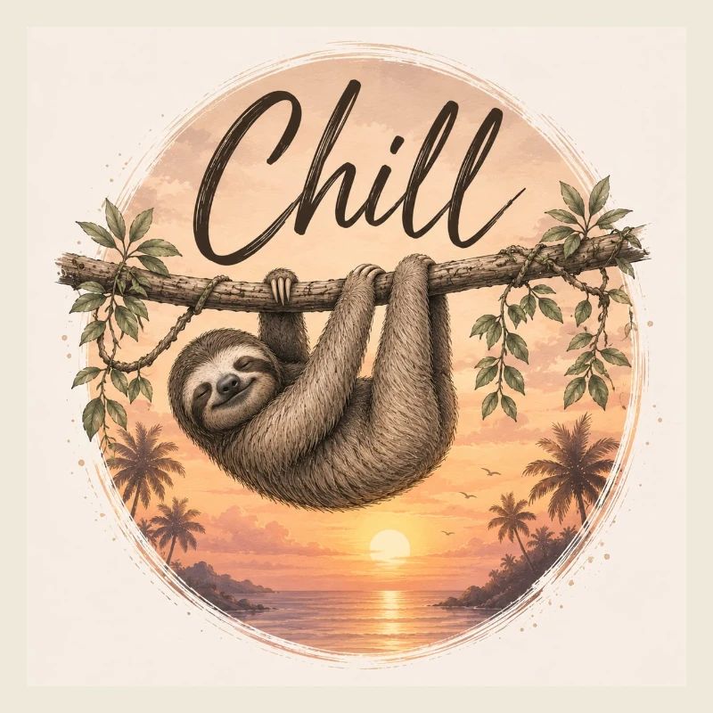 Chill Sloth at sunset