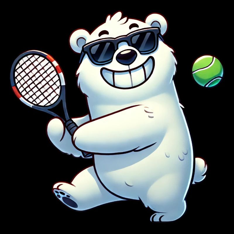 Eisbär spielt Tennis am Nordpool Spaß Tier