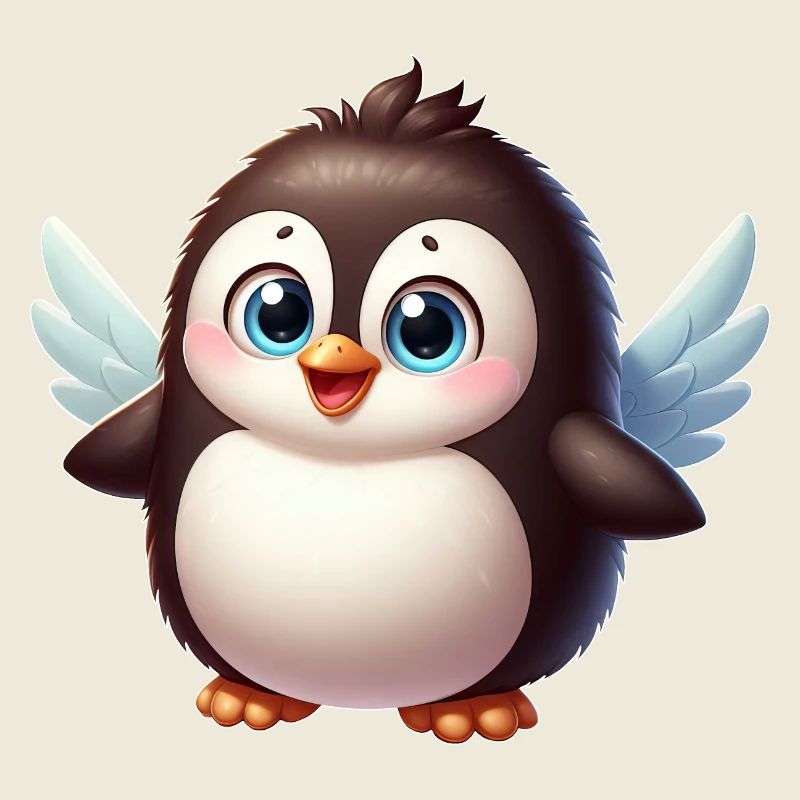 Süßer Pinguin Engel Cartoon Blaue Augen