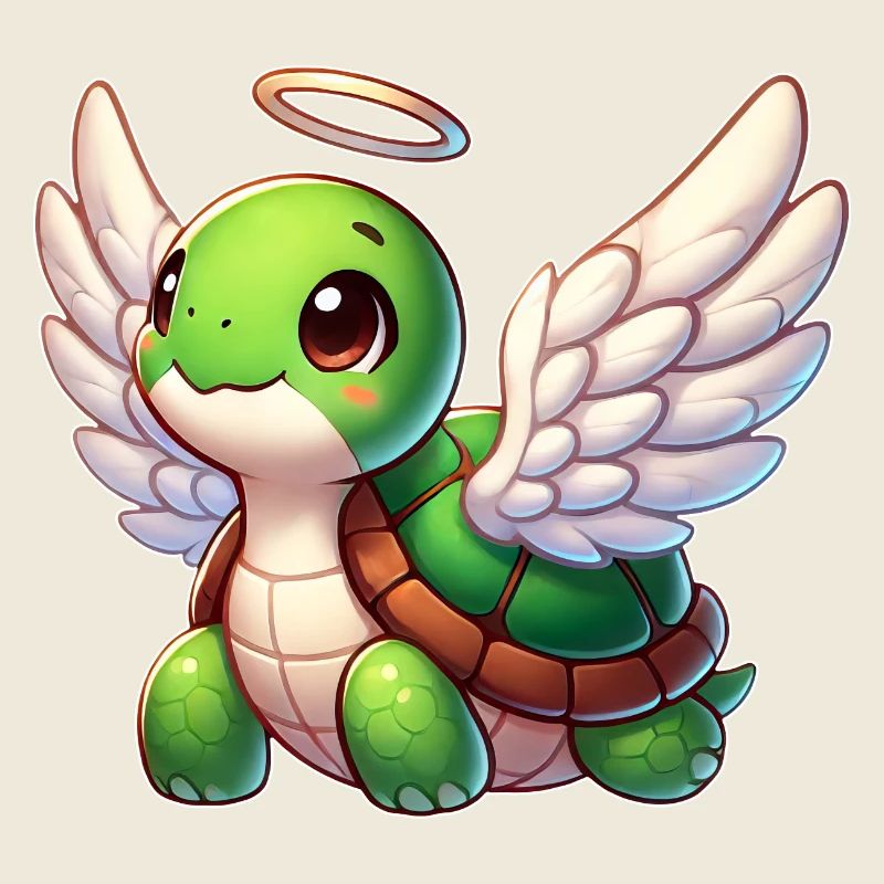 Tortue mignonne dessin animé ailes d’ange
