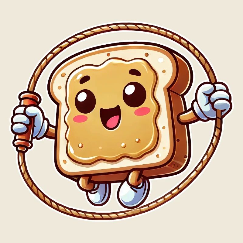 Toast Sandwich Beurre de cacahuète Dessin animé Corde à sauter