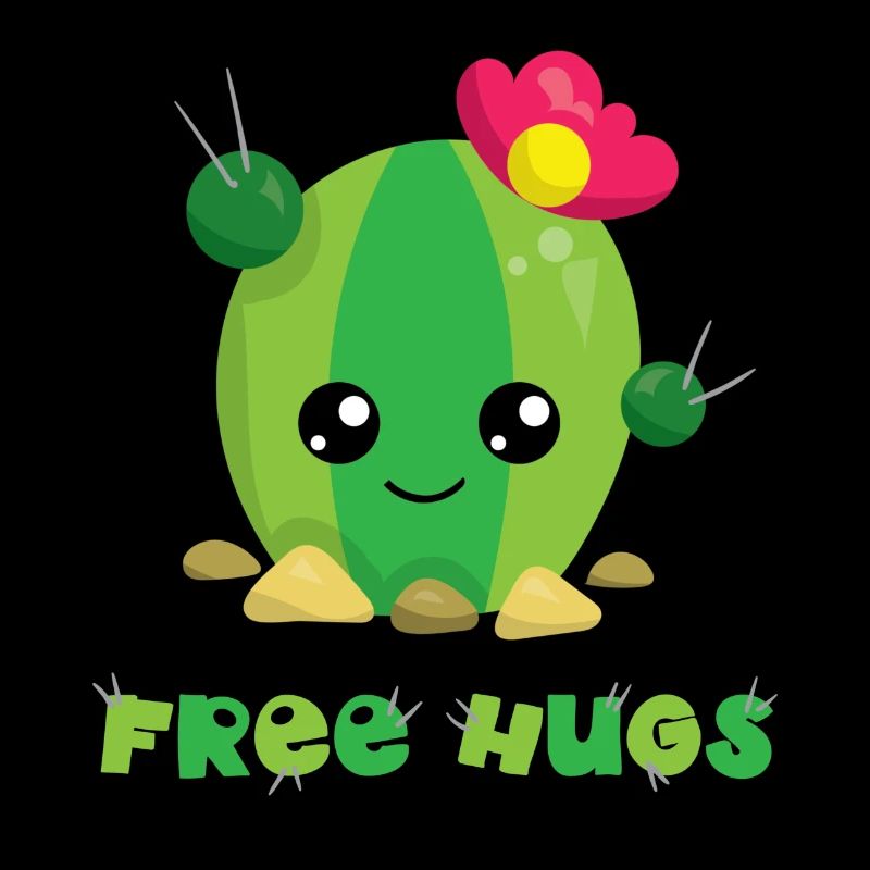 FREE HUGS - Sweet Comic Cactus Gift Shirts