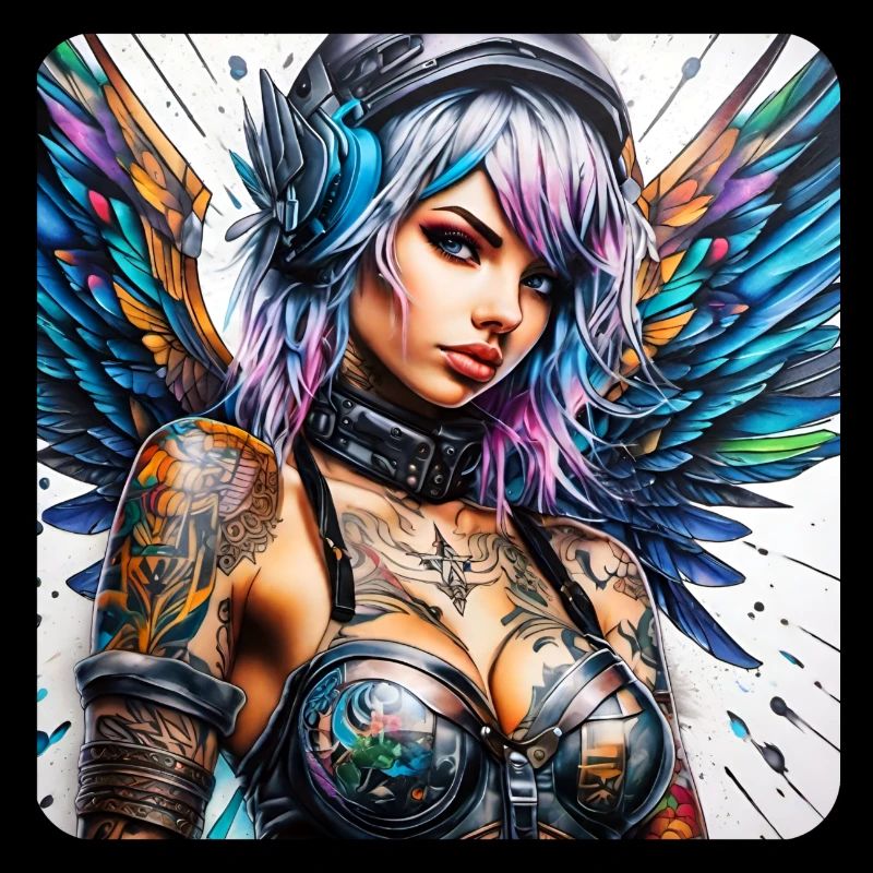 Cooler Cyberpunk Engel mit Kopfhörer