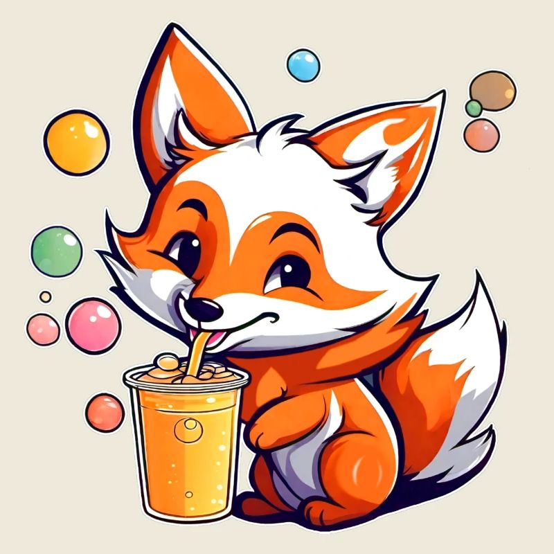 Cute Fox with Bubble Tea