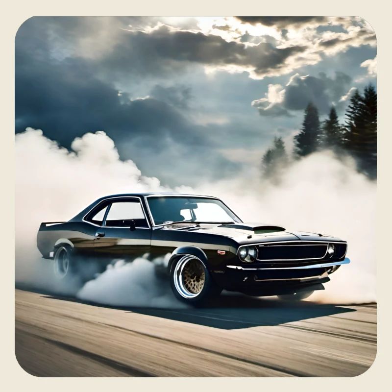 Schwarzes Odtimer Drift Auto Turbo mit Rauch