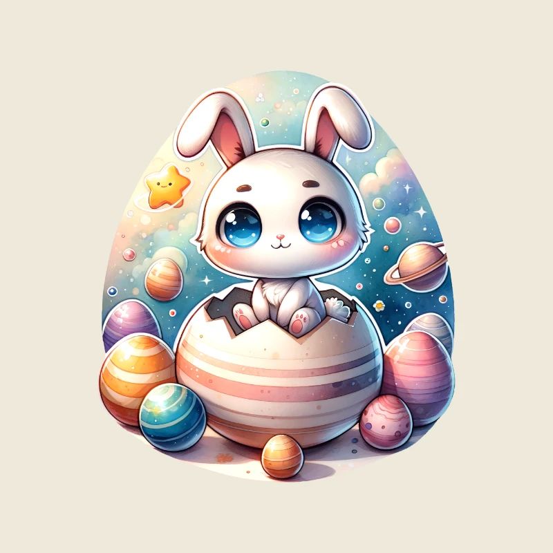 Space Bunny on Cracked Easter Egg Planet