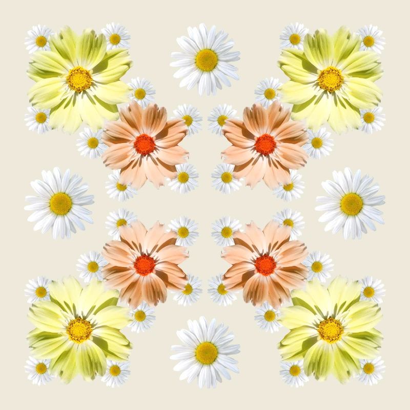 Kosmee Blumen mit Margeriten florales Blumenmuster