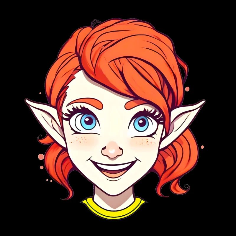 Elfe joyeuse rousse aux yeux bleus