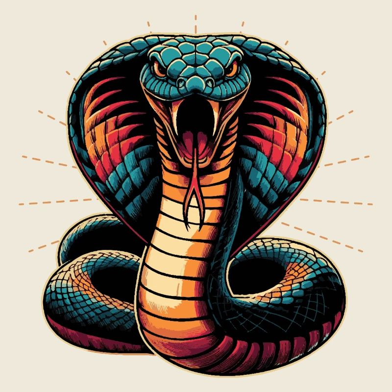 motif serpent Cobra dynamique et coloré