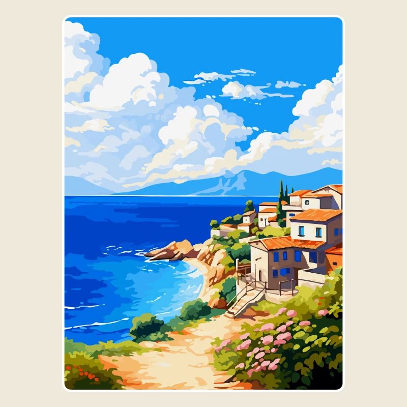 Chalcidique Grèce Affiche de voyage vintage souvenir