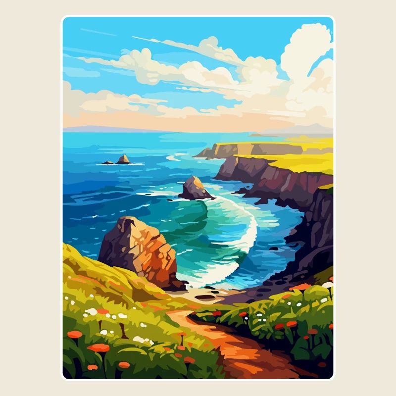 Lands End Cornouailles Angleterre Royaume-Uni Affiche de voyage WPA