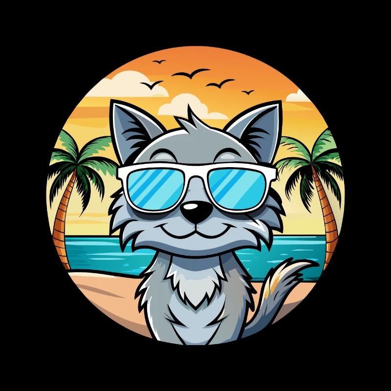 Australian Mist Cat Breed Cartoon Sunglasses Beach