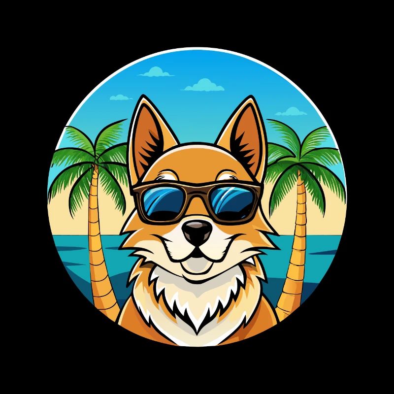 Lunettes de soleil de dessin animé de race de chien Nordic Spitz Beach