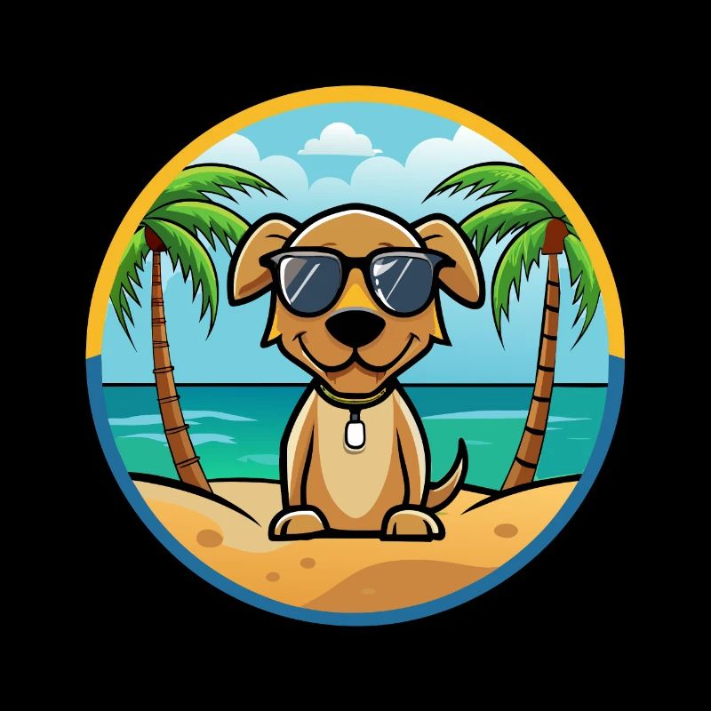 Pointer Chien Race Dessin Animé Lunettes De Soleil Plage