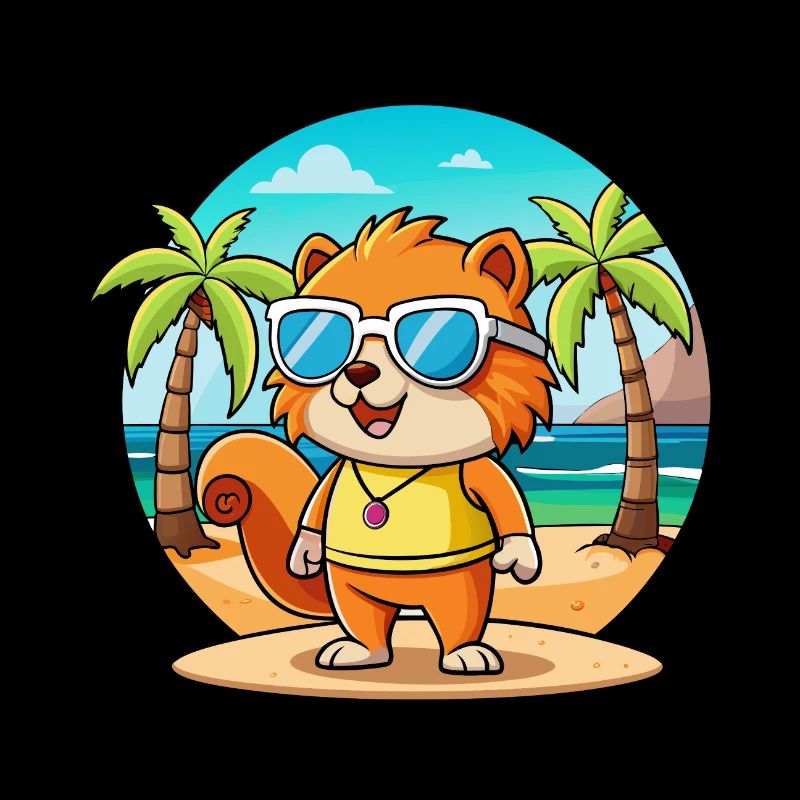 Squirrel Funny Cartoon Summer Beach Sunglasses