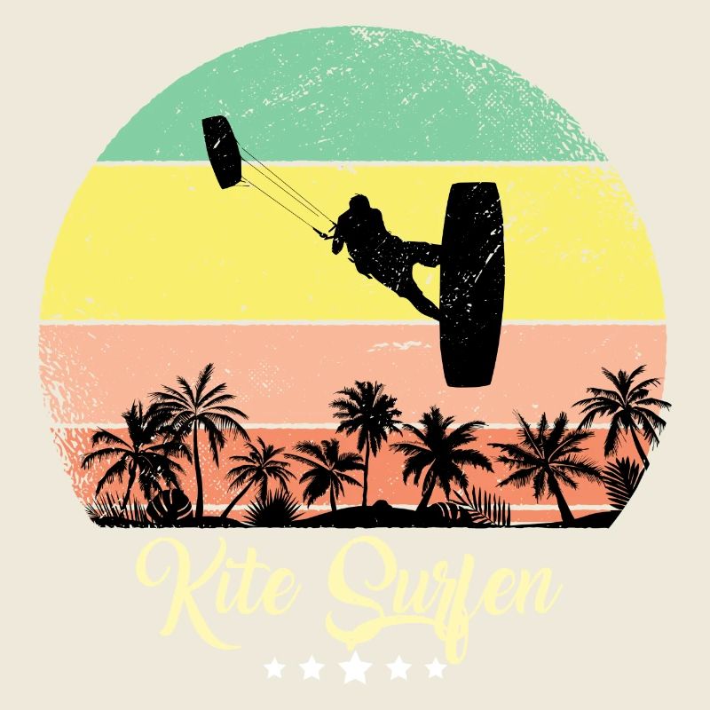 Kite Surf Surfeur Vintage Rétro Coucher de soleil