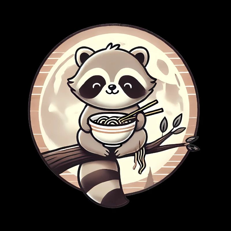 Waschbär Ramen Mondschein Genuss