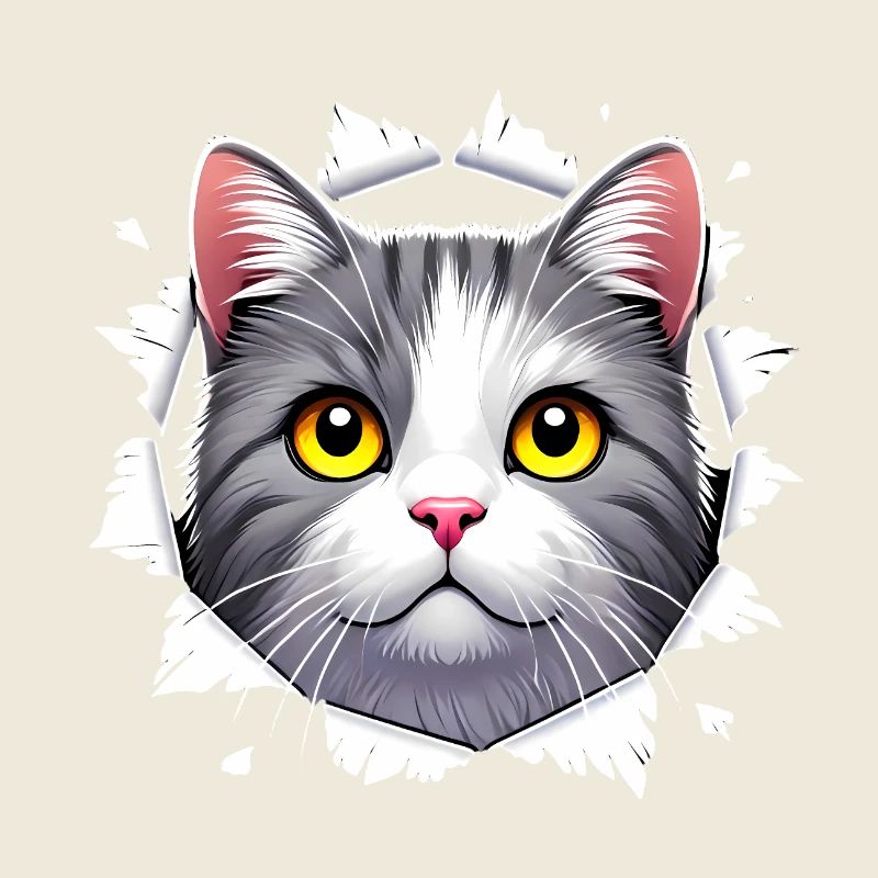 chat curieux jetant un coup d’œil à travers la conception du trou